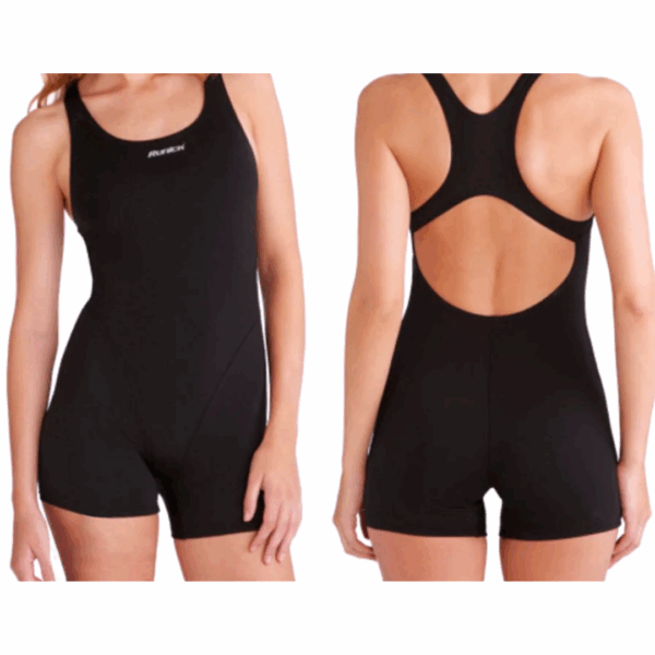 Traje de baño Runick Mujer con pierna, Azul y Negro